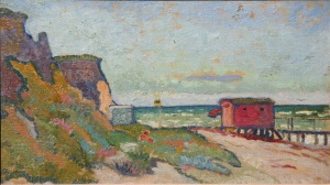 Cesar Klein Ahrenshoop IV (Badehaus am Strand), 1909 Öl auf Malpappe Privatbesitz 